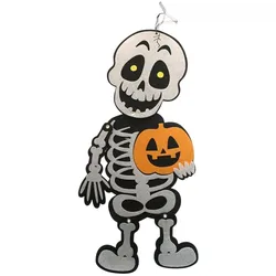 WellHome - Hängendes Skelett 17x47cm mit Deko-Kürbis für Halloween