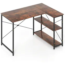 Helloshop26 - Wendbarer Eckschreibtisch 118 x 86 x 74 cm mit optimiertem Stauraum und ergonomischem Komfort in rustikalem braunem 20_0010873