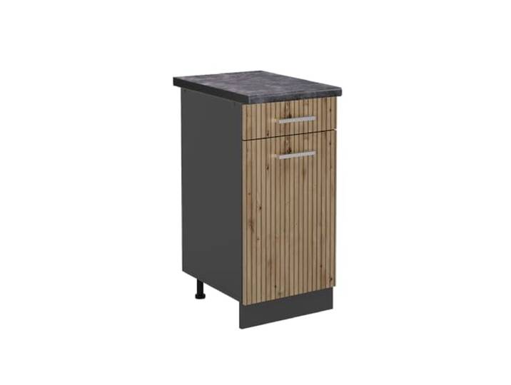 Vicco Küchenunterschrank R-Line , Artisan-Eiche/Anthrazit 40 cm 1 Schublade · Arbeitsplatte Anthrazit · Höhenverst. Füße · Leichter Zugriff · Frei kombinierbar