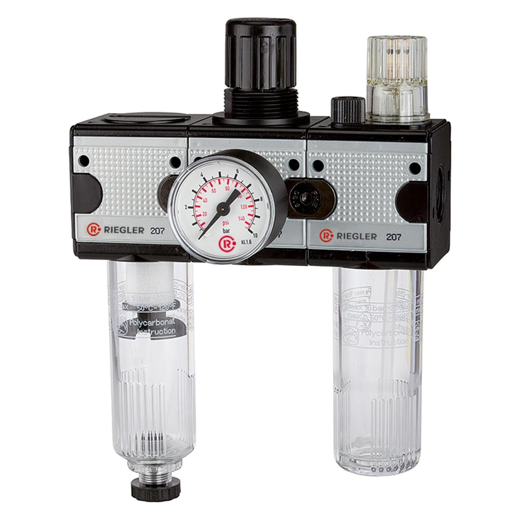 Riegler Wartungseinheit MULTIFIX Gewinde G 1/2 " halbautomatisch BG II 3000 l/min Breite 200,8 mm (100583)