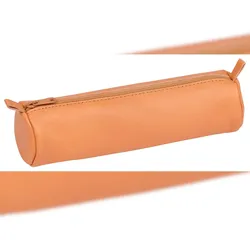 Clairefontaine 6x Schlampermäppchen rund aus Leder Naturton Ø5,5x22cm - Natur 8298C