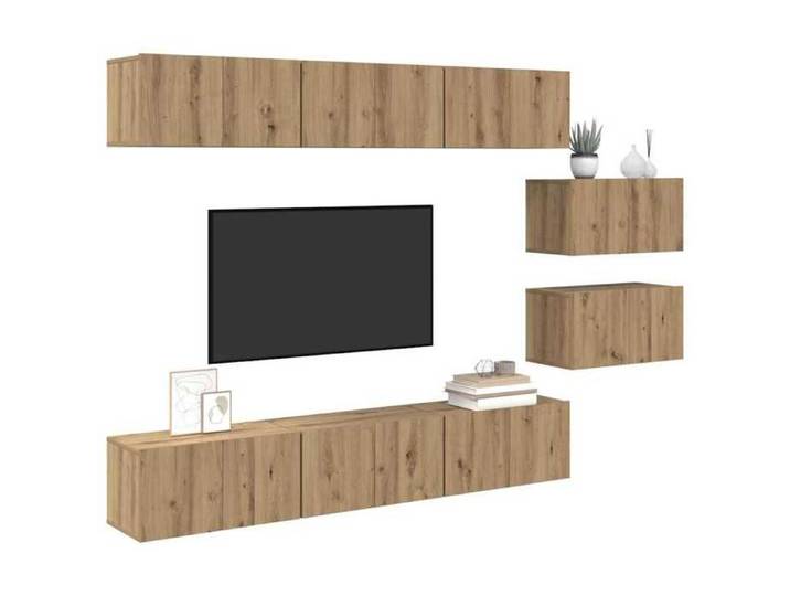 Ensemble meuble TV industriel - JILIMAISON - Meuble Télé Bas - CABINET/BANC TV - Chêne artisanal - Bois d'ingénierie 354052211