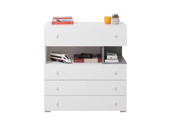 Lomadox Kommode SEATTLE-133, Sideboard 85cm breit in Beton und weiß