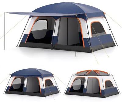 Costway 4-10 Person Camping Tent with Porch and 2 Rooms for Backpacking-M