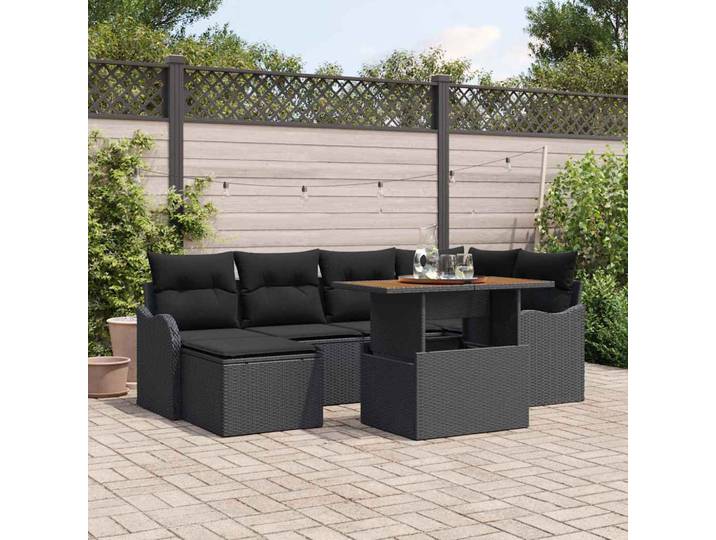 vidaXL Garten-Sofa-Set 7 stk. Schwarz