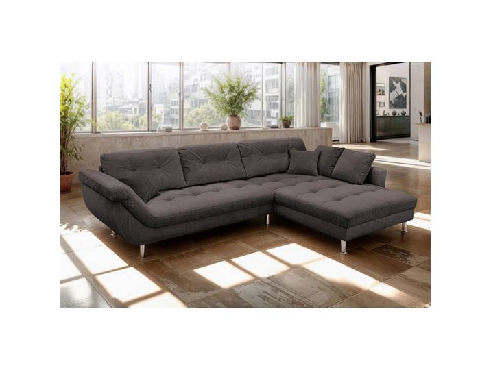 Mid.you Ecksofa, Dunkelbraun, Textil, Füllung: Silikon, Schaumstoffflocken,Silikon, Schaumstoffflocken,Silikon,Silikon, seitenverkehrt montierbar, L-Form, einmalig seitenverkehrt montierbar, 329x199 cm, Stoffauswahl, Rücken echt, Wohnzimmer, Sofas & Couches, Wohnlandschaften, Ecksofas