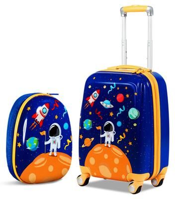 Costway 2PC Kids Luggage Set Rolling Suitcase & Backpack-Navy