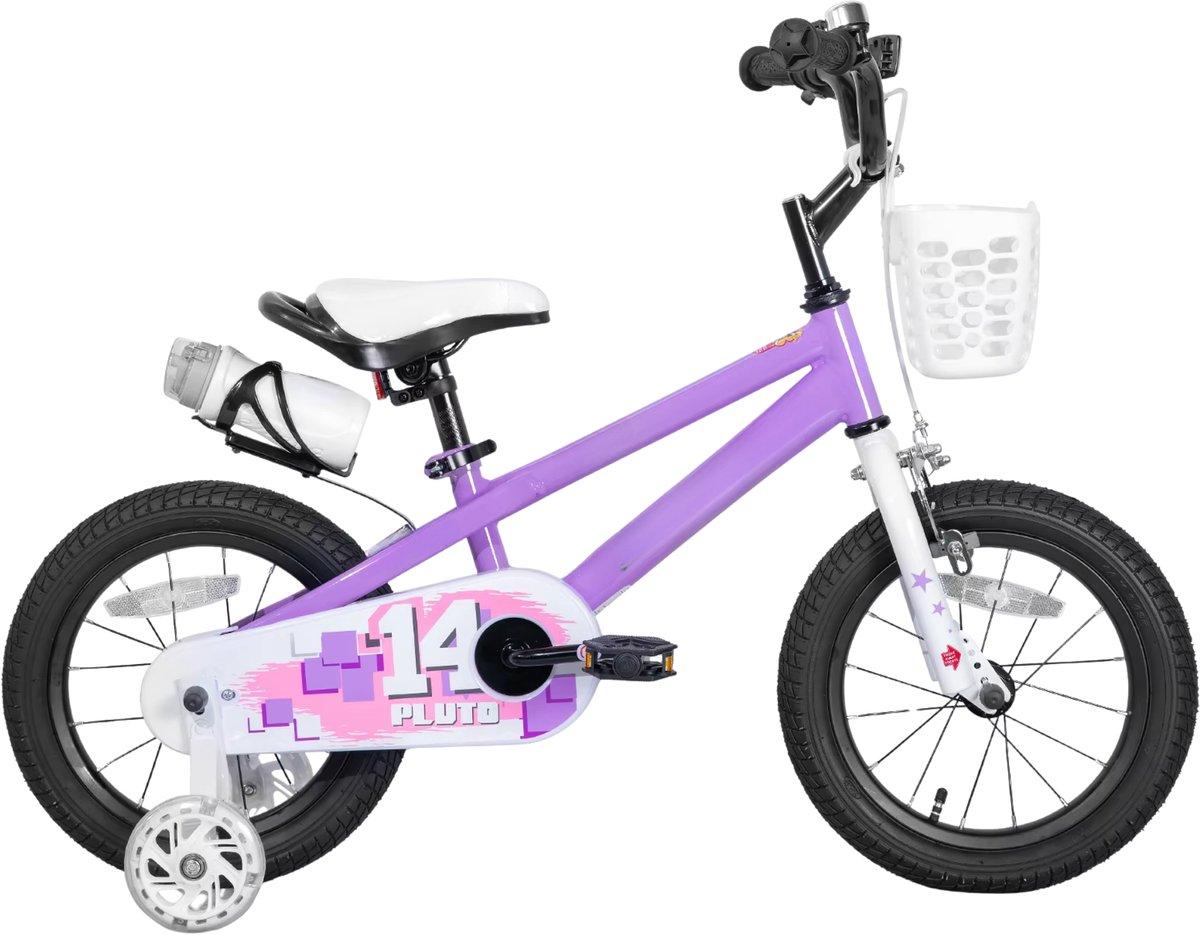 Kinderfahrrad 41 cm - Jungen & Mädchen 3-12 Jahre - Mit leuchtenden Stützrädern - Lila