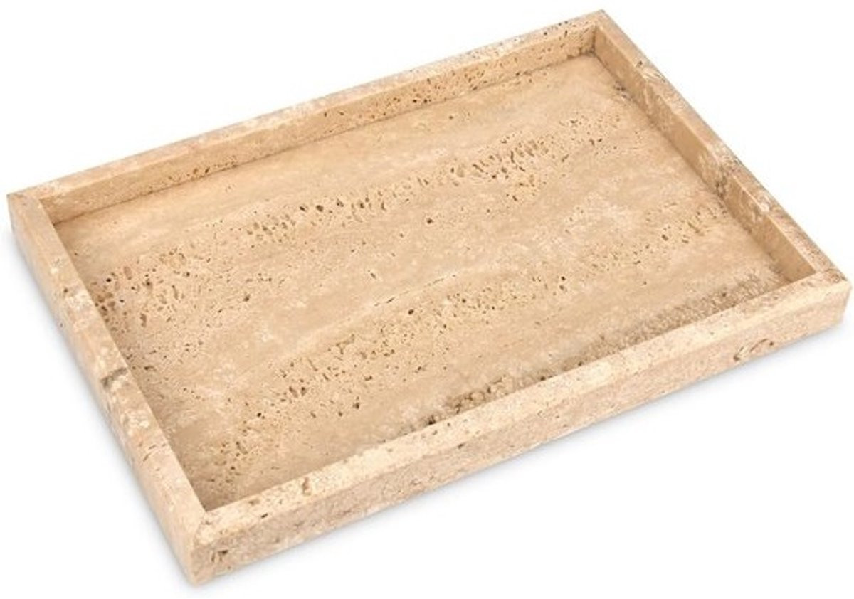 Luxe Marmeren Dienblad van Travertin - Decoratieve Stenen Schaal voor Keuken, Badkamer en Woonaccessoires