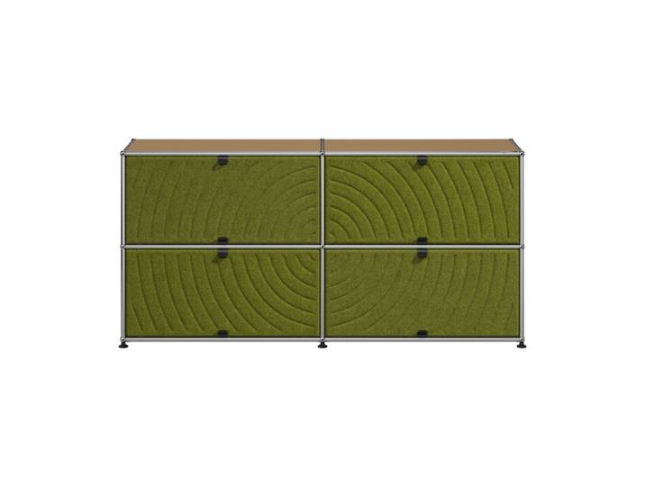 USM Haller Kommode M68 beige 2-fach breit 4 Soft Panels grün 152.3x74x37.3 cm