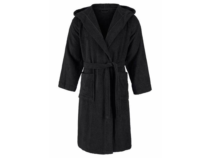 Unisex-Bademantel BRUNO BANANI Robby, ideal für Sauna & Spa, Standard, Premium und Überlänge Gr. XS, schwarz, XS, Walkfrottee, Hausmäntel, Unisex-Bademantel, Damen & Herren Bademäntel, Baumwolle, mit Taschen, Sauna, XS-3XL