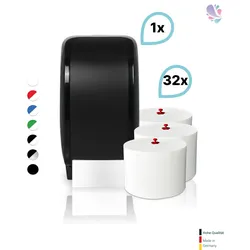 SET: 1x Toilettenpapierspender Doppelrollen Blanc Cosmos verschied. Farben + 32 Toilettenpapierrollen Long Life 3L - PRODUKTSET