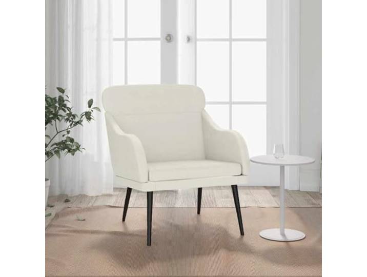 HEFZGDB Sessel Creme 63x76x80 cm Samt Relaxsessel Bequemer Sessel mit Metallgestell Weicher Velours Stoff Gepolsterte Rückenlehne und Armlehnen