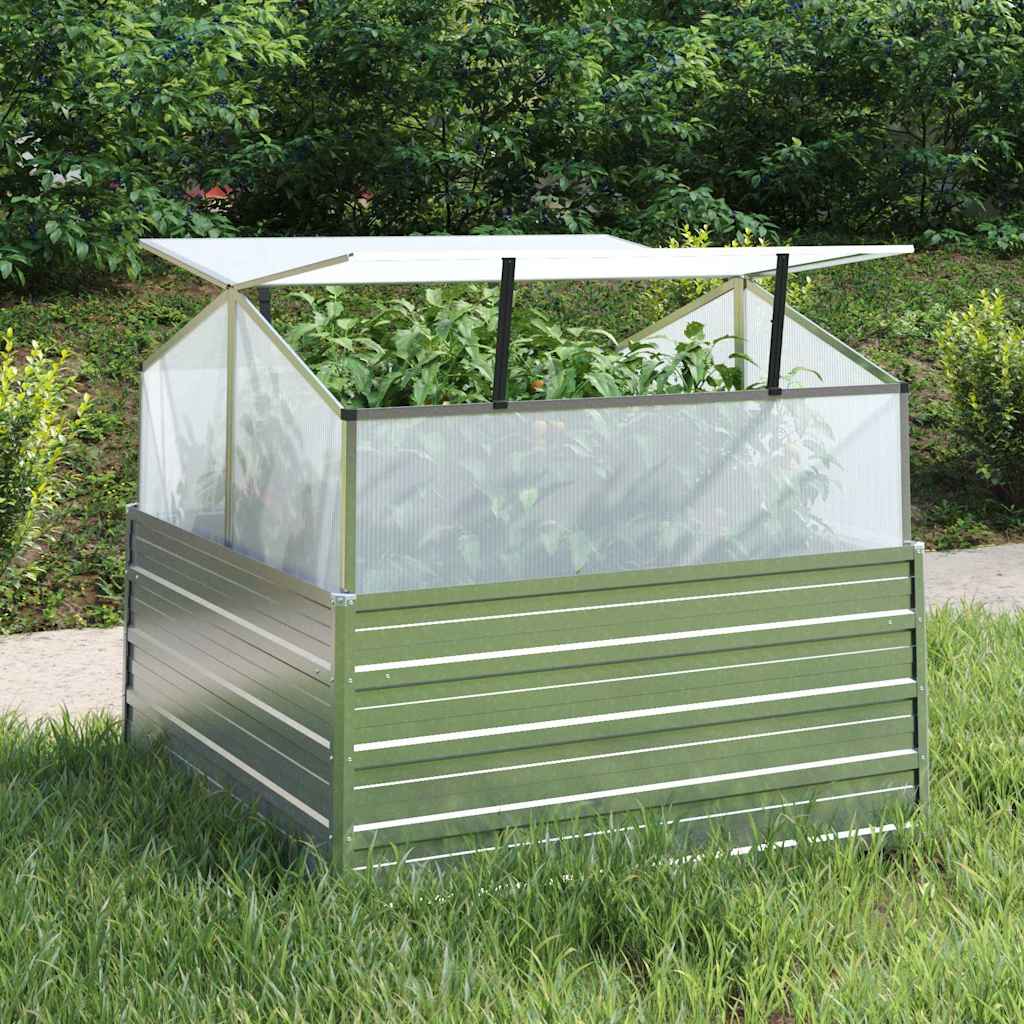 vidaXL Arriate con invernadero plateado 100x100x85 cm Plateado