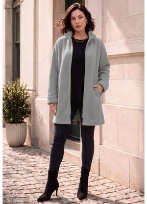 Plus Size Women's Plus Size Fleece Driving Coat by Roaman's in Medium Heather Grey (Size 22/24) Jacket