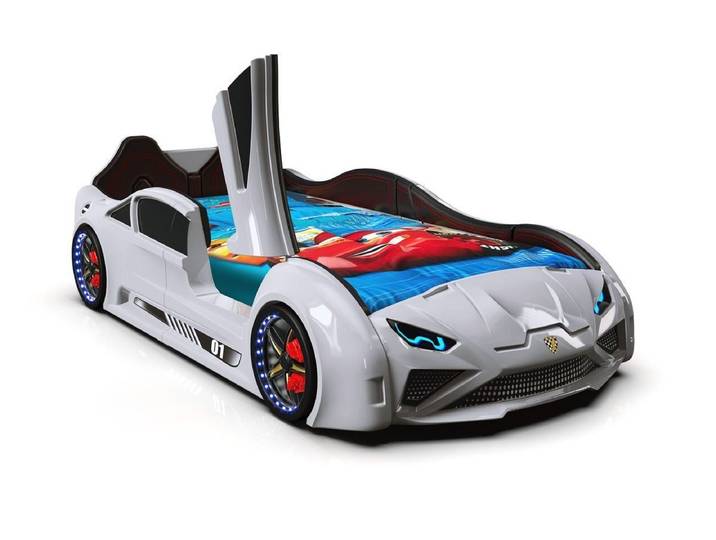 Aktürk Autobett Kinderbett Autobett Lambo Model mit Flügeltüren, Beleuchtung und Sound
