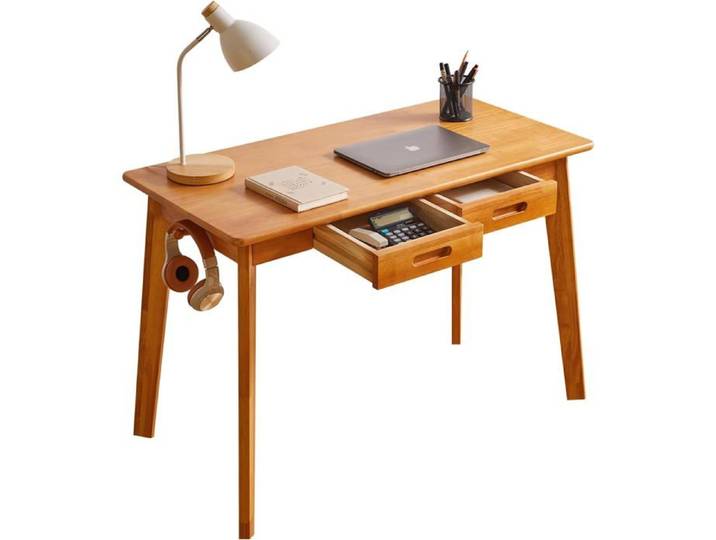 Bureau D'écriture en Bois avec Tiroir Petite Table de Bureau D'ordinateur Petite Table de Salle à Manger en Bois Couleur Bois