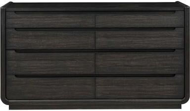 Benjara Lina Wide Dresser with 8 Drawers, Integrated Handles, Black Wood