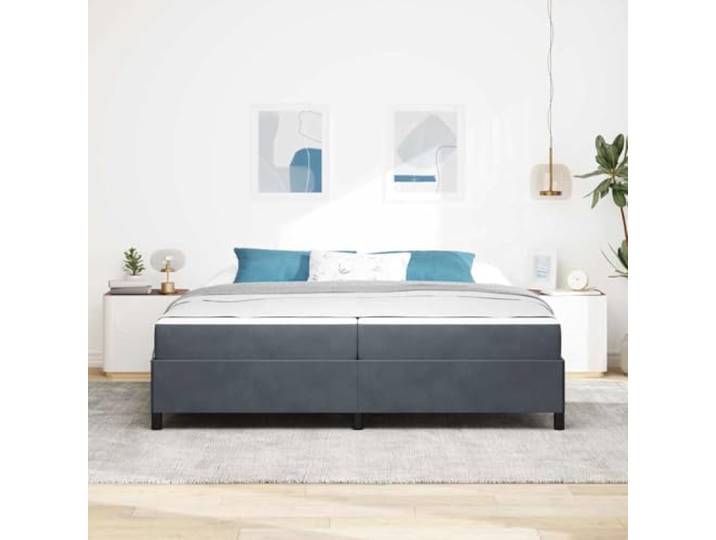 KTHLBRH Bettgestell dunkelgrau 200 x 200 cm Minimalistisches Design, weicher Stoff, robuste Basis, geeignet für moderne Räume