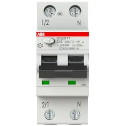 ABB DS201TC10A30 FI/LS-Schalter 6kA, 1P+N, Typ A, Bahn, C10, 30mA 2CSR255188R1104