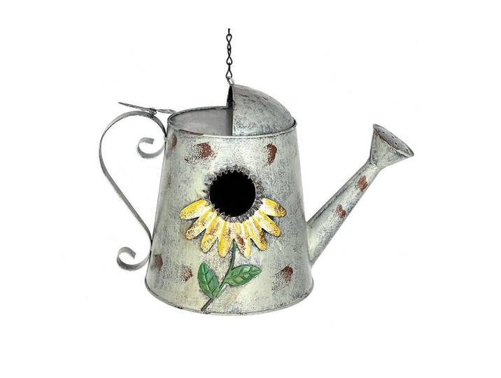 DanDiBo Vogelhaus Gießkanne zum Aufhängen Metall 96255, Grau, 35x45x20 cm, Dekoration, Gartendeko