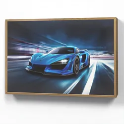 WANDLEUCHTE MIT AKKU Auto - Blau - Jungen - Kind Farbwechsel 100x70 cm Wandlampe