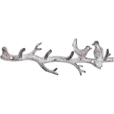 Garderobenhaken AMBIENTE HAUS "Vogel Haken aus Gusseisen", braun (weiß, braun, grau), B:33cm H:11cm T:4cm, Gusseisen, Garderobenhalter, Garderobenhaken