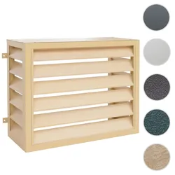 Verkleidung für Klimaanlage/Wärmetauscher HWC-O43, Abdeckung Schutzgitter, Metall 73x97x38cm ~ Eiche-Optik