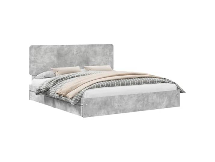 HMDNGOUT Bettgestell mit Schubladen Beton Grau 200x200 cm Holzwerkstoff Doppelbett mit Stauraum