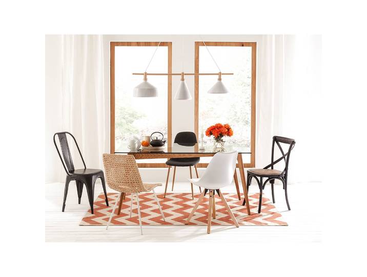 Esszimmerstuhl 49 x 85 x 55cm Weiß/Weiß Braun 2er Set