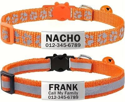 Uplifted Finds Safety First Personalized Reflective Cat Collar Set orange
