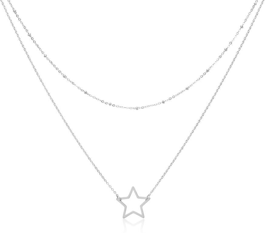 Unique Layerkette Stern aus Edelstahl silber