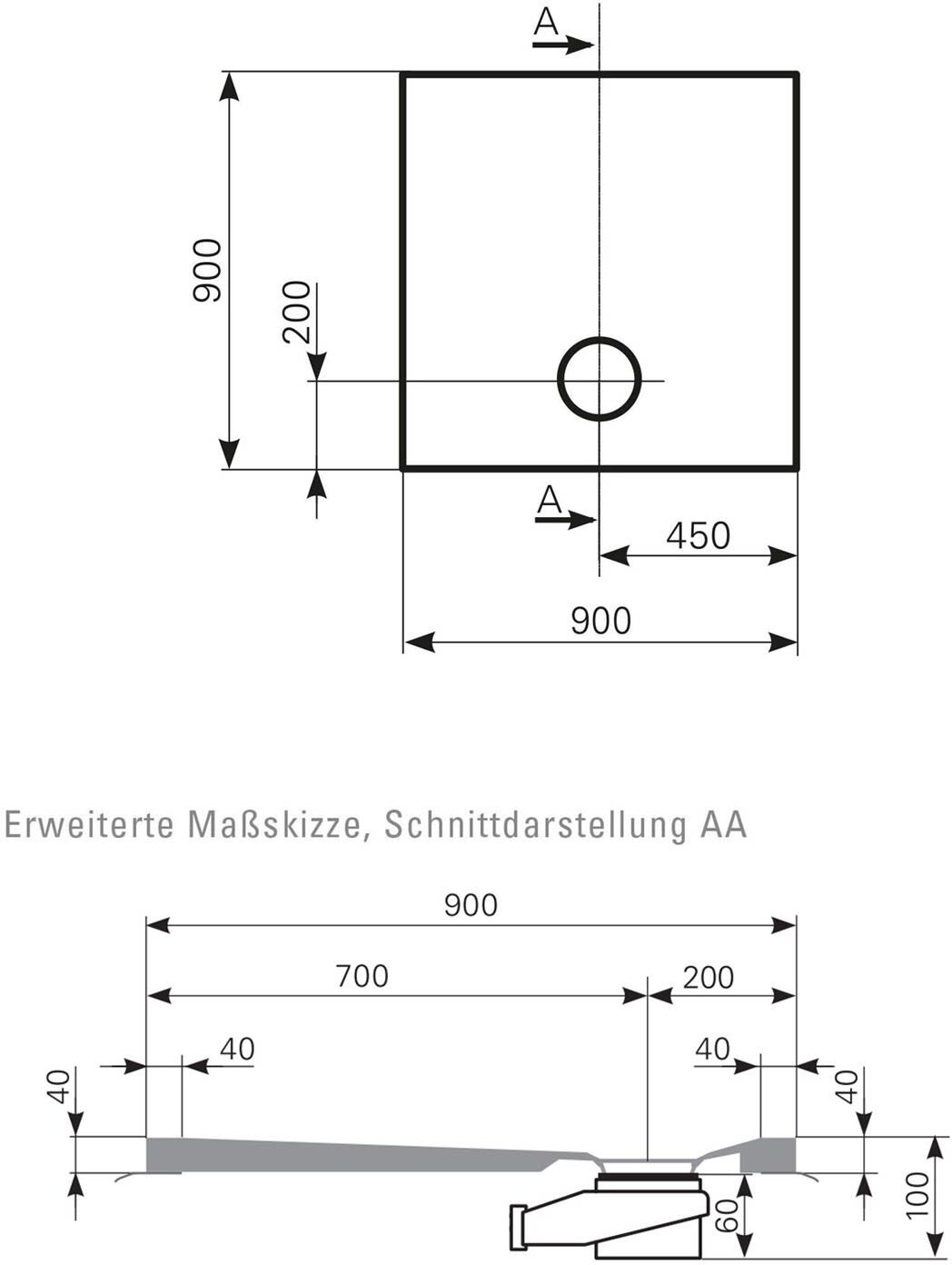 Mauersberger Duschfläche Davisi 90 x 90 cm, Duschwannen, 2809000190, rein-weiß