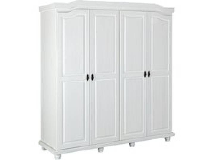 INTER LINK Armoire en bois massif (4 portes, blanc)