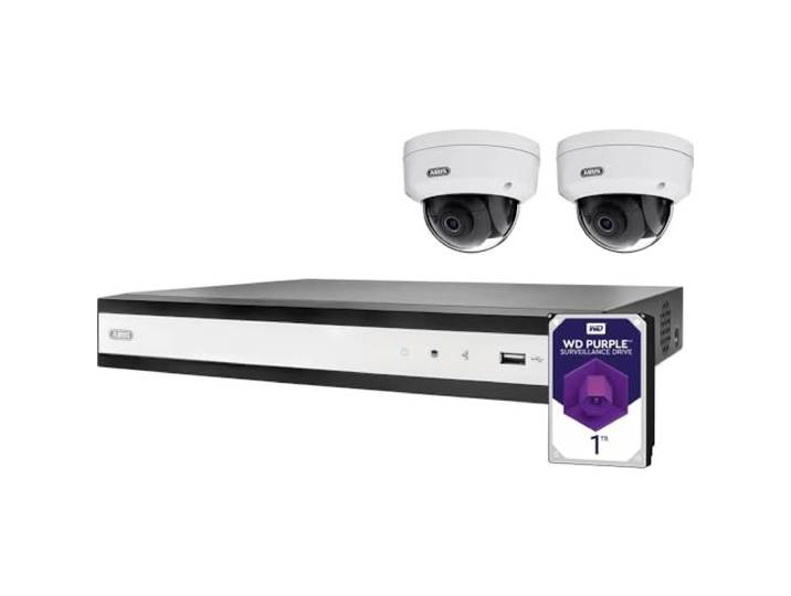 ABUS TVVR36422D Performance Line complete set IP digitale 4-kanaals PoE video-recorder camera bewakingssysteem 2X Mini dome camera's 1TB harde schijf