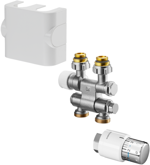 Oventrop Anschlussset 1184135 schwenkbar, weiß, für Multiblock TFU/Uni SH