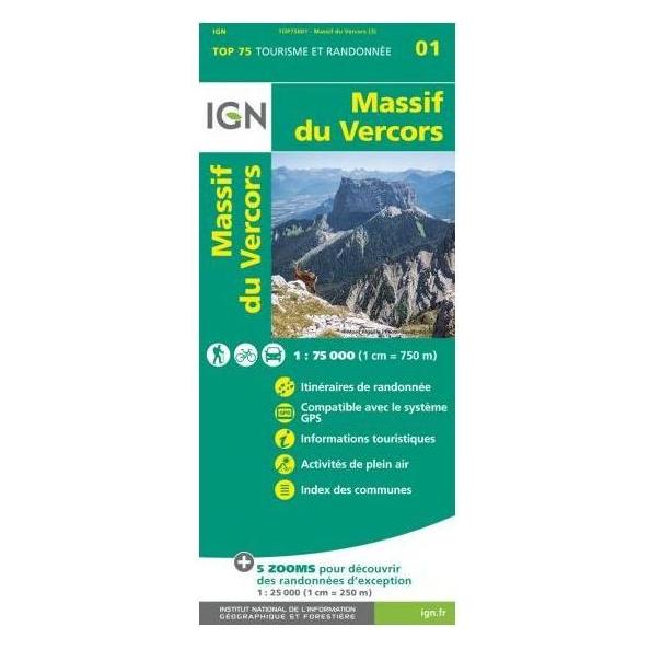 Geo-Center IGN 75 000 Touristische Wanderkarte 01 Massif du Vercors (36891203)