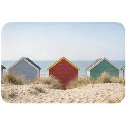 BADEMATTE Strand - Ferienhäuser - Farbenfroh - Dünen Rutschfest 60x40 cm