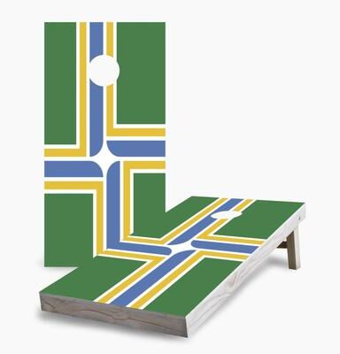 Skip's Garage Portland City Flag Regulation 2x4 Cornhole Game Set