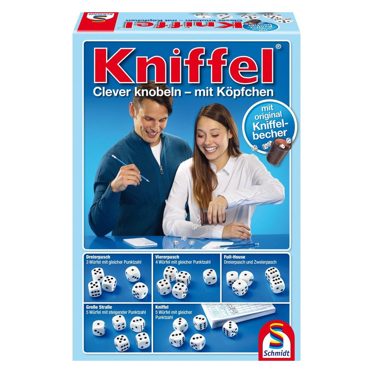 Schmidt Spiele Kniffel mit Lederwürfelbecher (Deutsch, 2 - 8 Spieler) (49030)