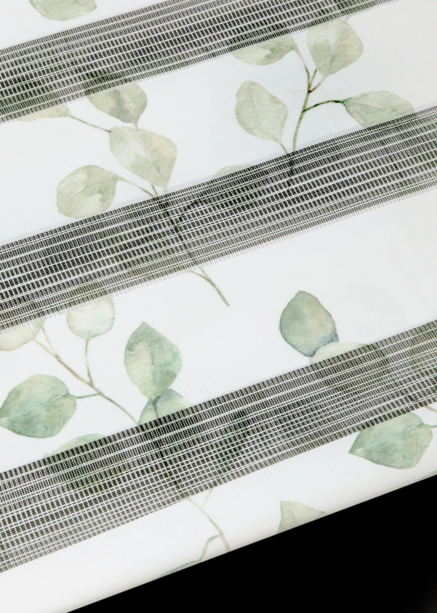 bonprix Doppelrollo mit Blätter Druck, grün, Gr.130x110 cm, Feiner Blumen-Ranken Druck