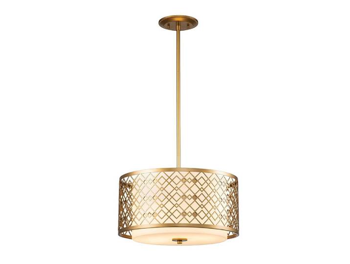 Hängeleuchte ZIGGY E27 2x60W Stahl Gold lackiert, Glas H:117,5cm Ø40.6cm dimmbar