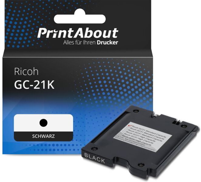 PrintAbout Druckerpatrone kompatibel mit Ricoh GC-21K (405532) - Schwarz