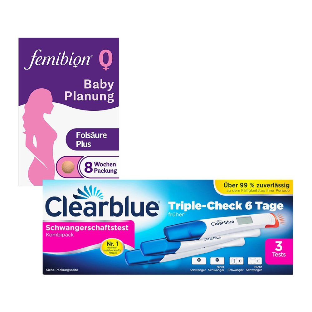 WICK Pharma - Zweigniederlassung der Procter & Gam Clearblue Schwangerschaftstest Triplecheck + Femibion 0 Babyplan 08101419