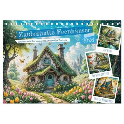 Zauberhafte Feenhäuser - Wunderwelt der magischen Orte voller Fantasie (Tischkalender 2026 DIN A5 quer), CALVENDO Monatskalender