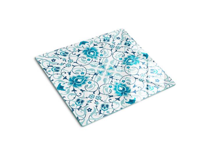 Tulup Glasplatte 60x52 cm Arabisches Muster, Blau, Glas, 60x0.4x52 cm, Küchen, Küchenelektrogeräte, Herde, Herdabdeckplatten