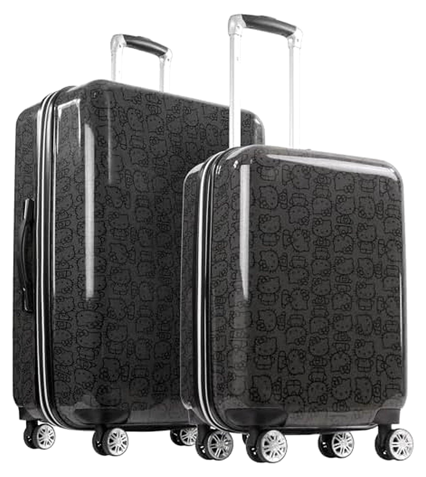 Hello Kitty 2-teiliges Hartschalen-Rollgepäck, 21 und 29 Zoll, Schwarz