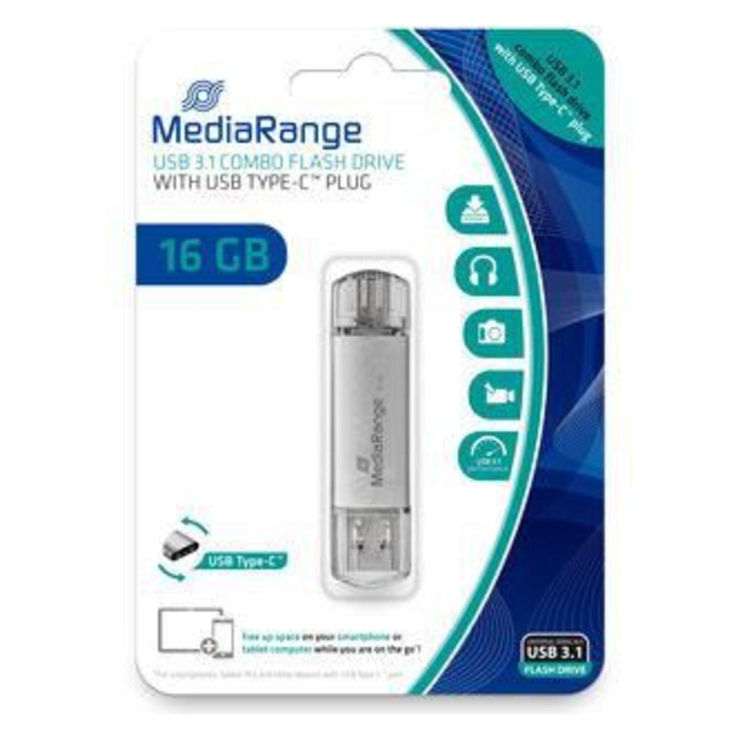MediaRange USB-Stick 16 GB combo mit Type-C USB-Stick 16 GB (16 GB, USB-A) (MR935)
