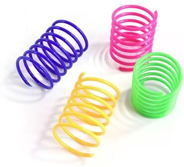 Inspired Living Colorful Cat Spring Toy Set For Indoor Chase And Swat Play 4pcs