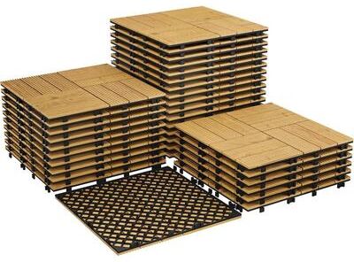 "Garvee 22 Pack 12""X12"" Wood Patio Flooring Deck Tiles for Indoor & Outdoor Use DIY, Brown"